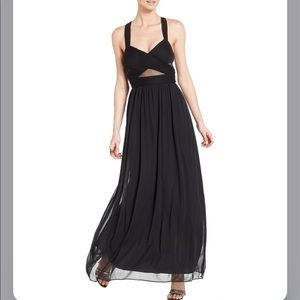 Betsy & Adam Sleeveless illusion cutout gown